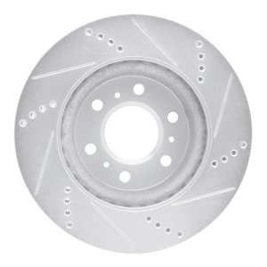 Buick TERRAZA Brake Rotor (1) - Front Left - R1 Concepts - Drilled & Slotted - Silver - `06-`09